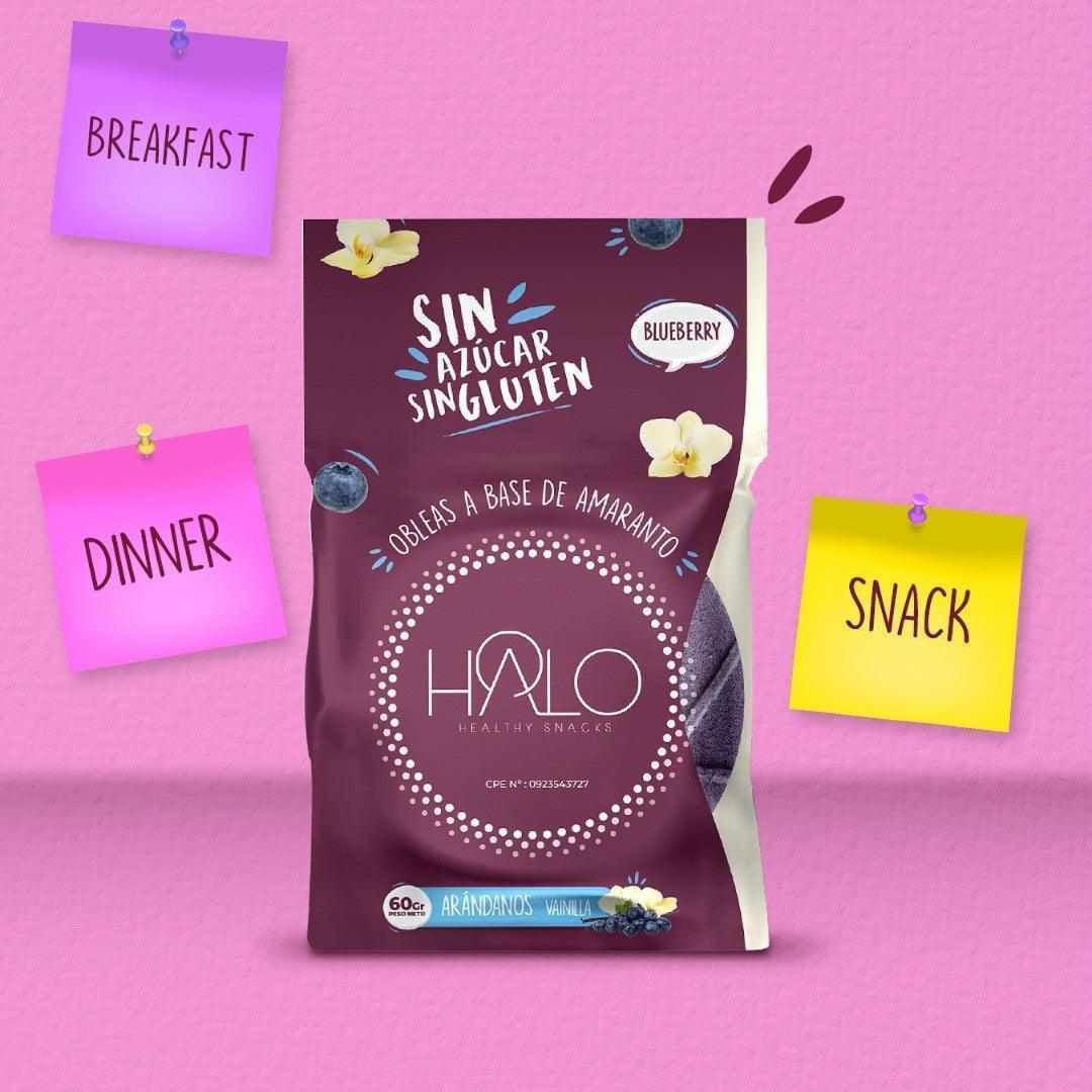 Paquete HALO Obleas de Amaranto Arándanos Vainilla 60 g