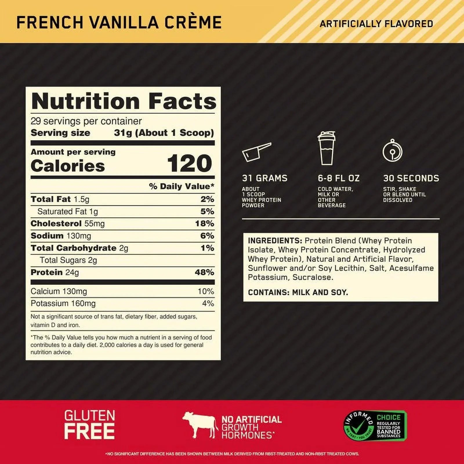 Proteína Optimum Nutrition 100% Whey Gold Standard   2lb   French Vainilla Cream