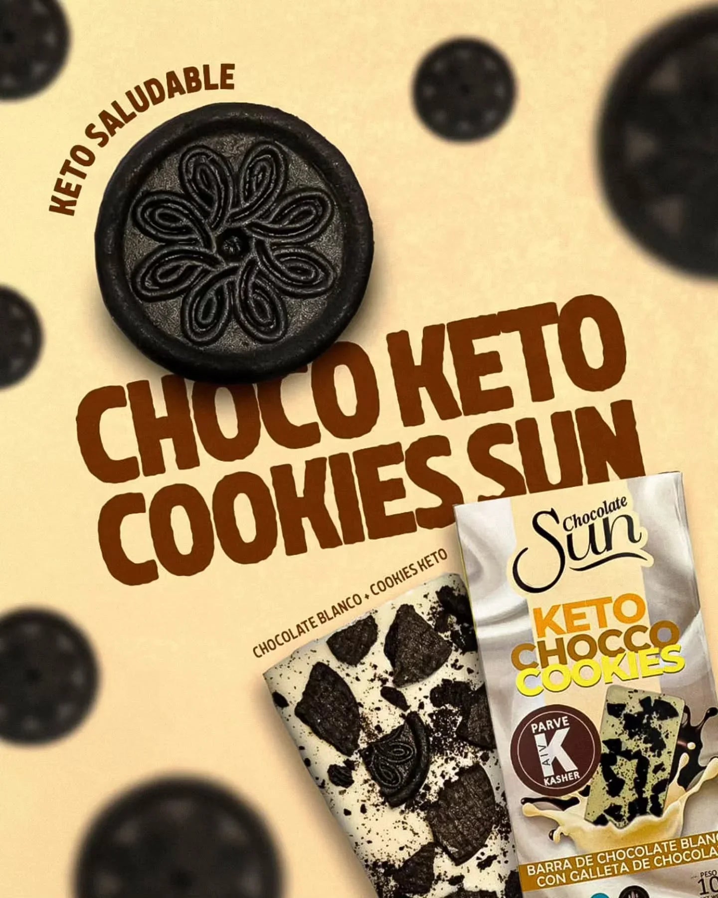 Keto Chocolate Cookies Chocolate Blanco SUN 100 g