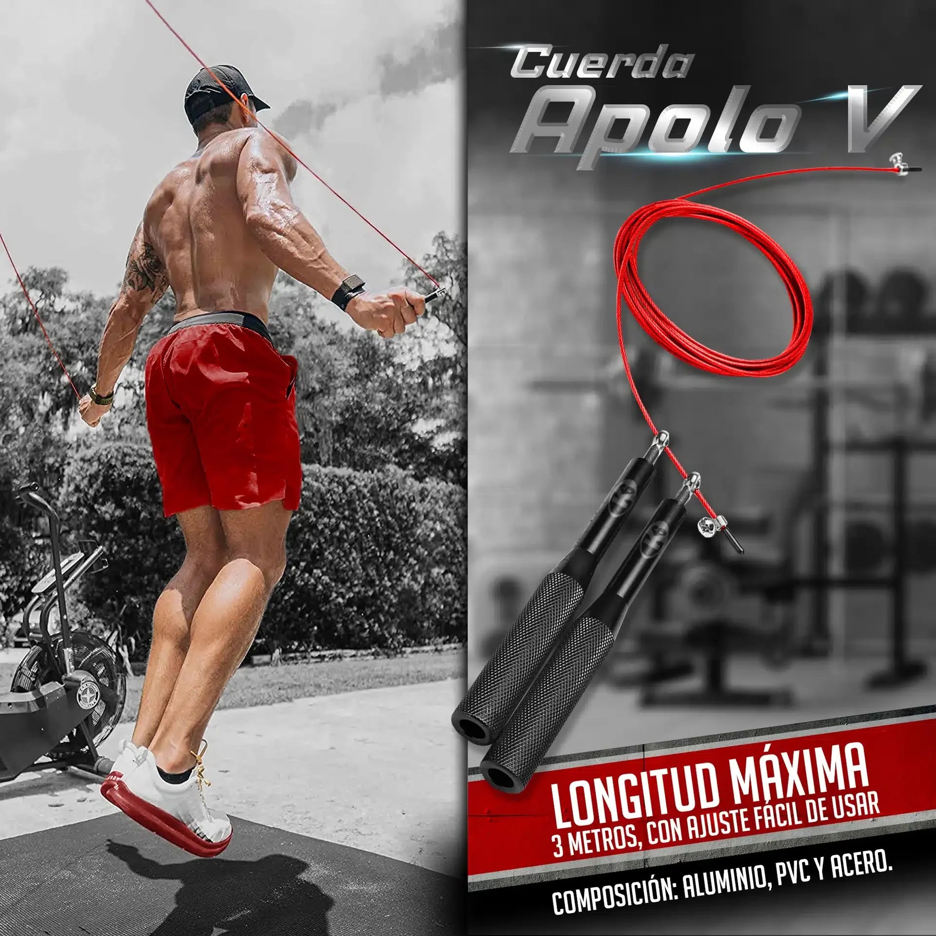 Cuerda de Saltar K6 Apolo V Ajustable Rojo