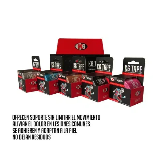 Cinta Kinesiológica Elástica Deportiva K6 Rollo 3m x 5cm (Negro)