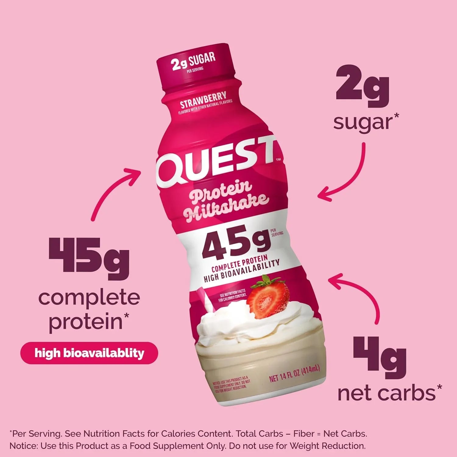 Quest Protein Milkshake 45 g Proteina   Fresa