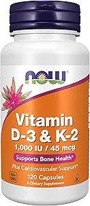 NOW VITAMINA D3 & K2 1000 IU 120 SOFT GELS