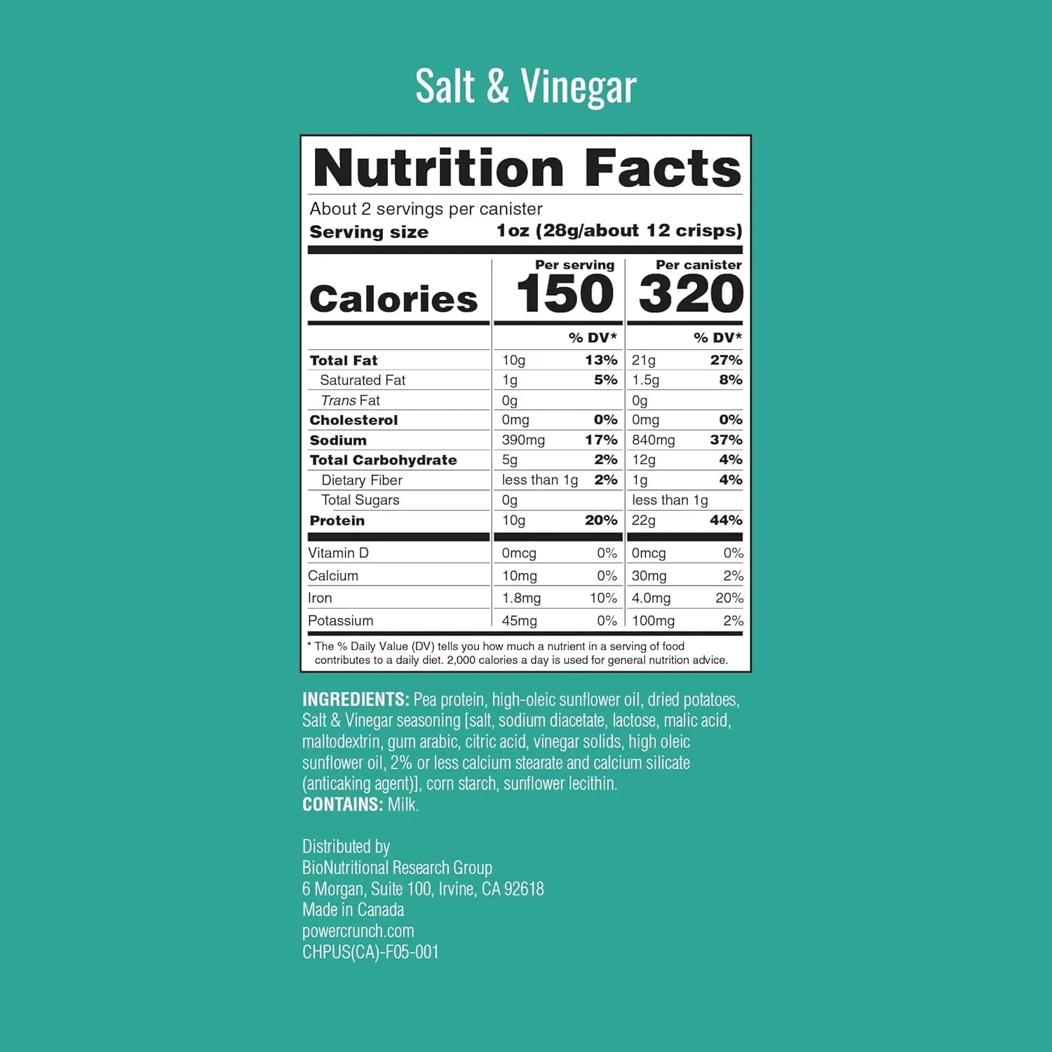 Power Crunch Chips de Proteína   Sal y Vinagre