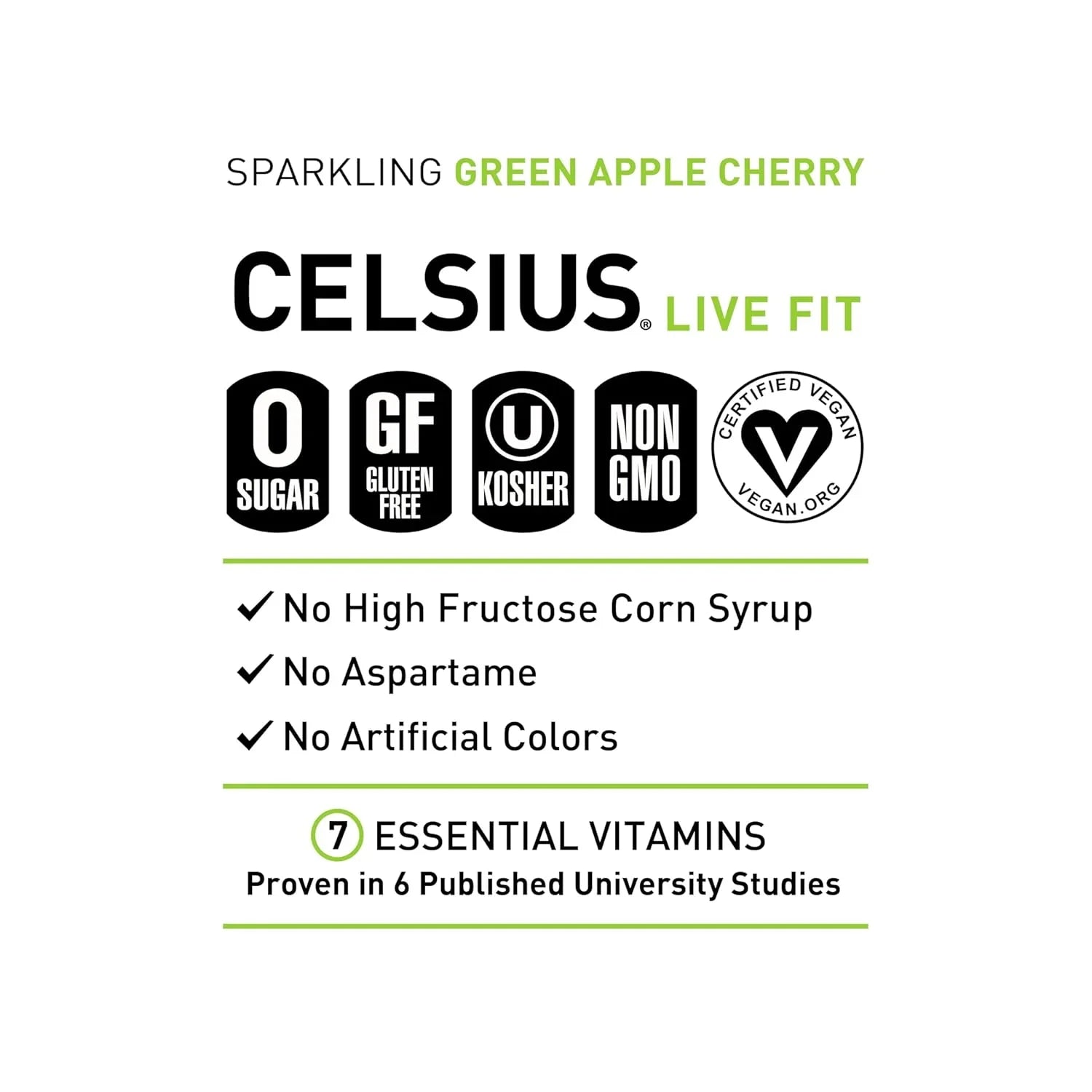 BEBIDA CELSIUS LIVE FIT SPARKLING Green Apple Cherry 355ML