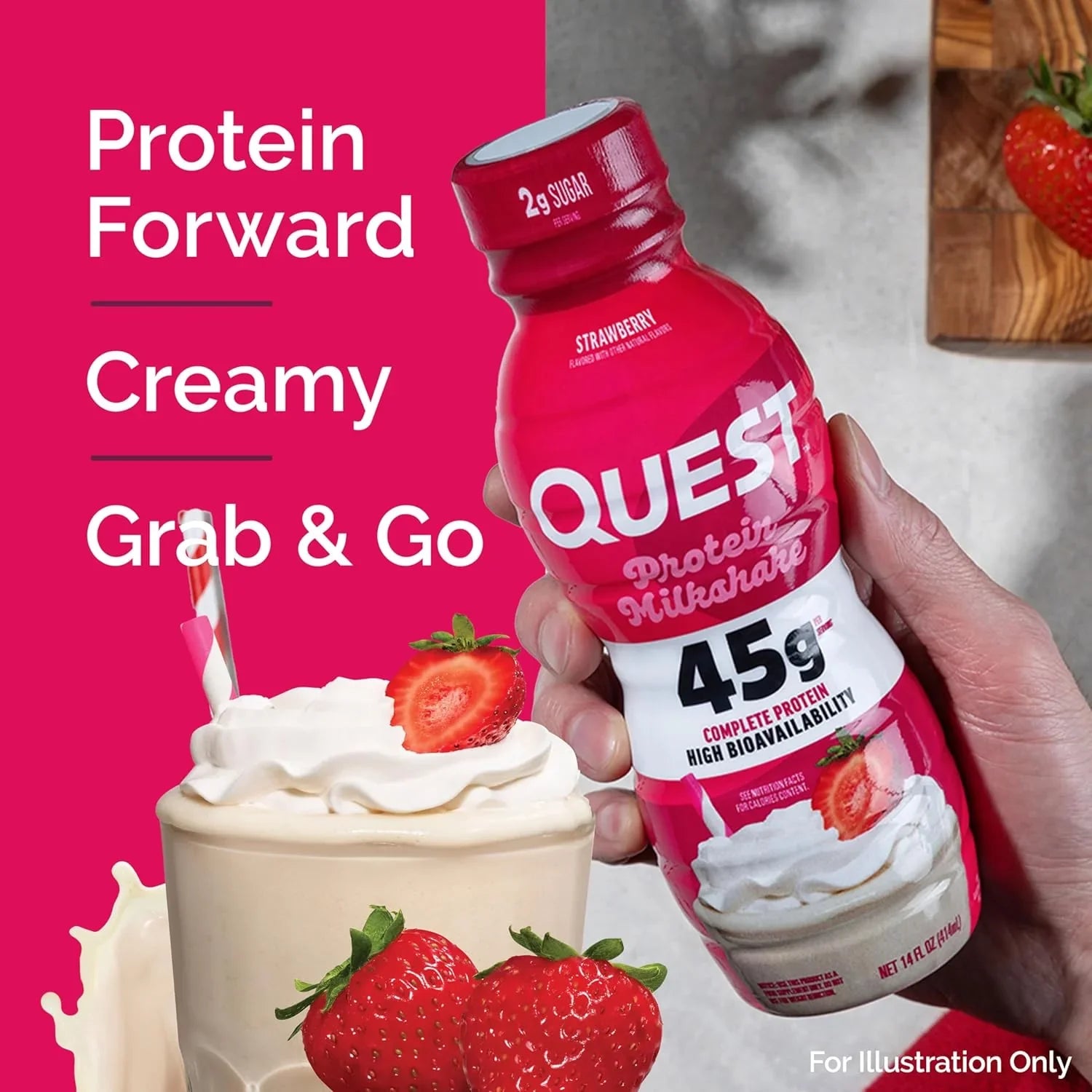 Quest Protein Milkshake 45 g Proteina   Fresa