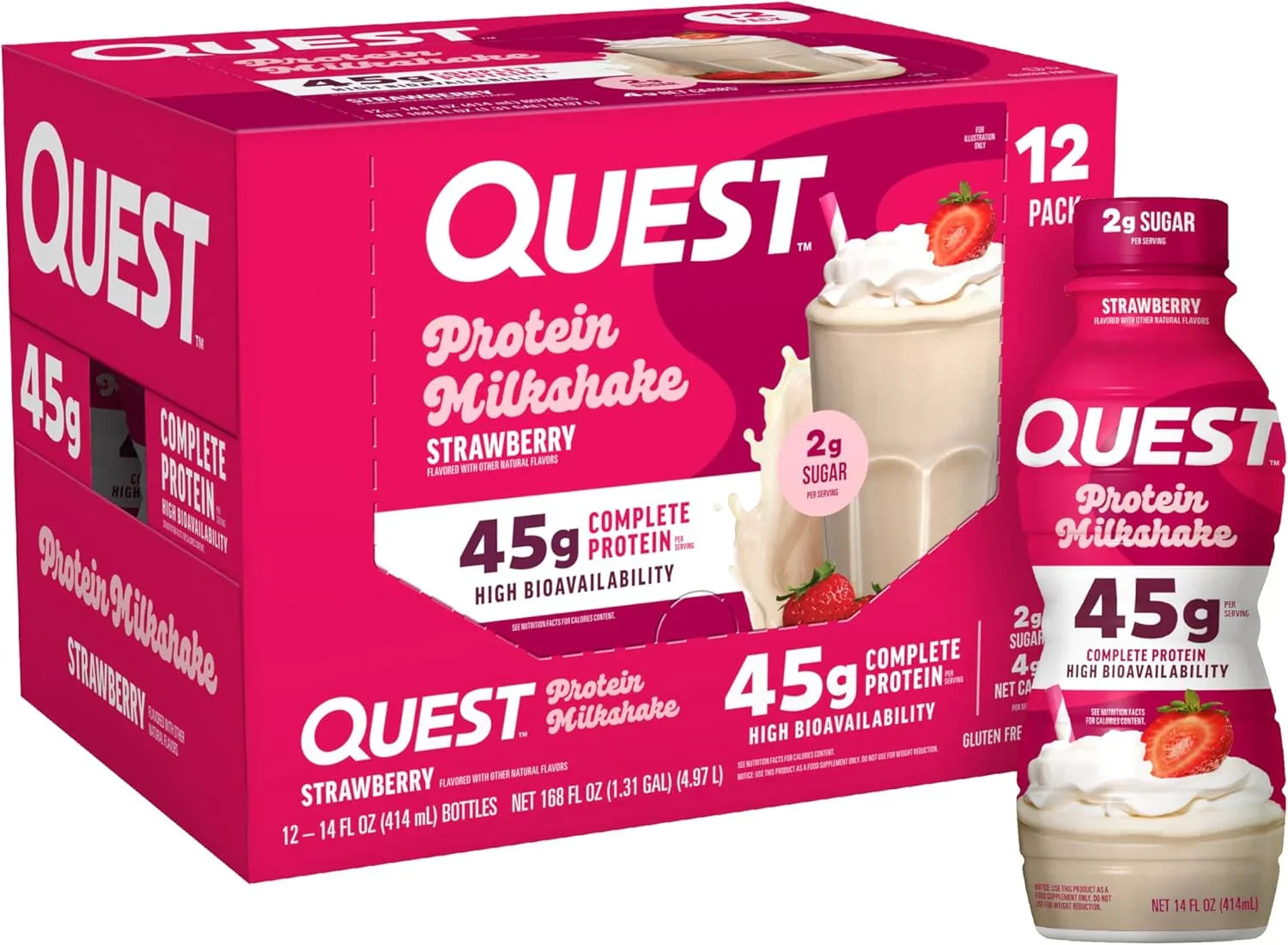 Quest Protein Milkshake 45 g Proteina   Fresa