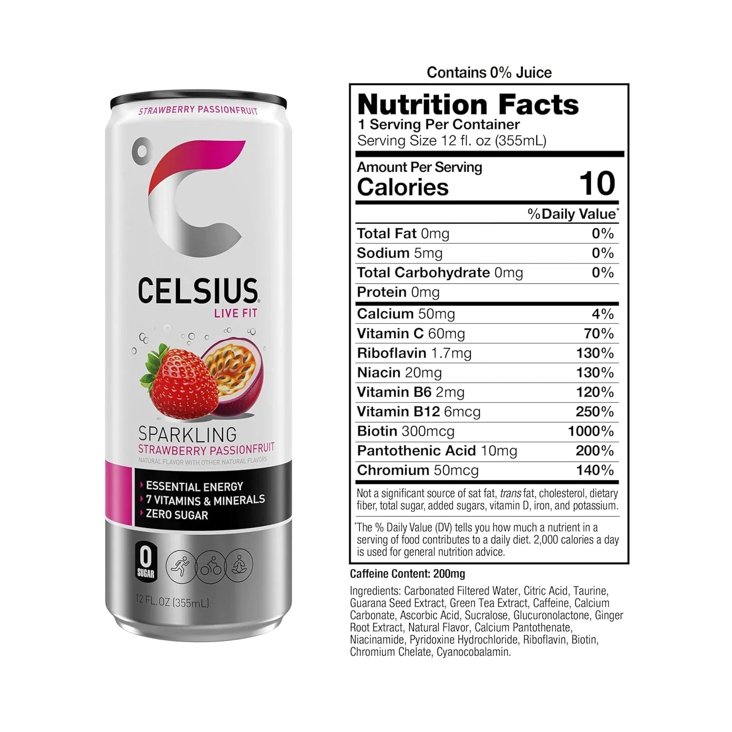 BEBIDA CELSIUS LIVE FIT SPARKLING Strawberry Passionfruit   355ML