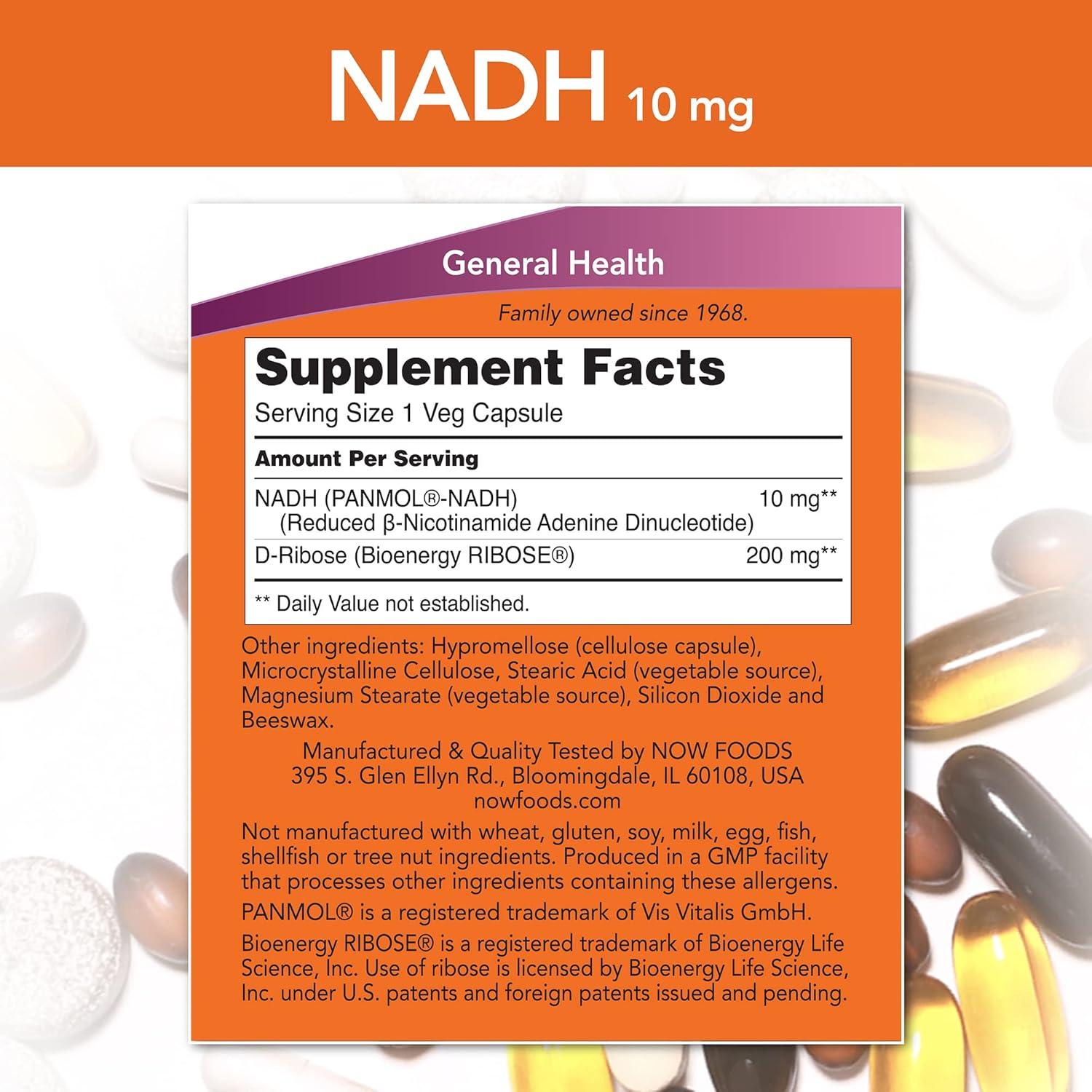 NOW NADH 10 mg Cellular Energy Production   60 Softgels