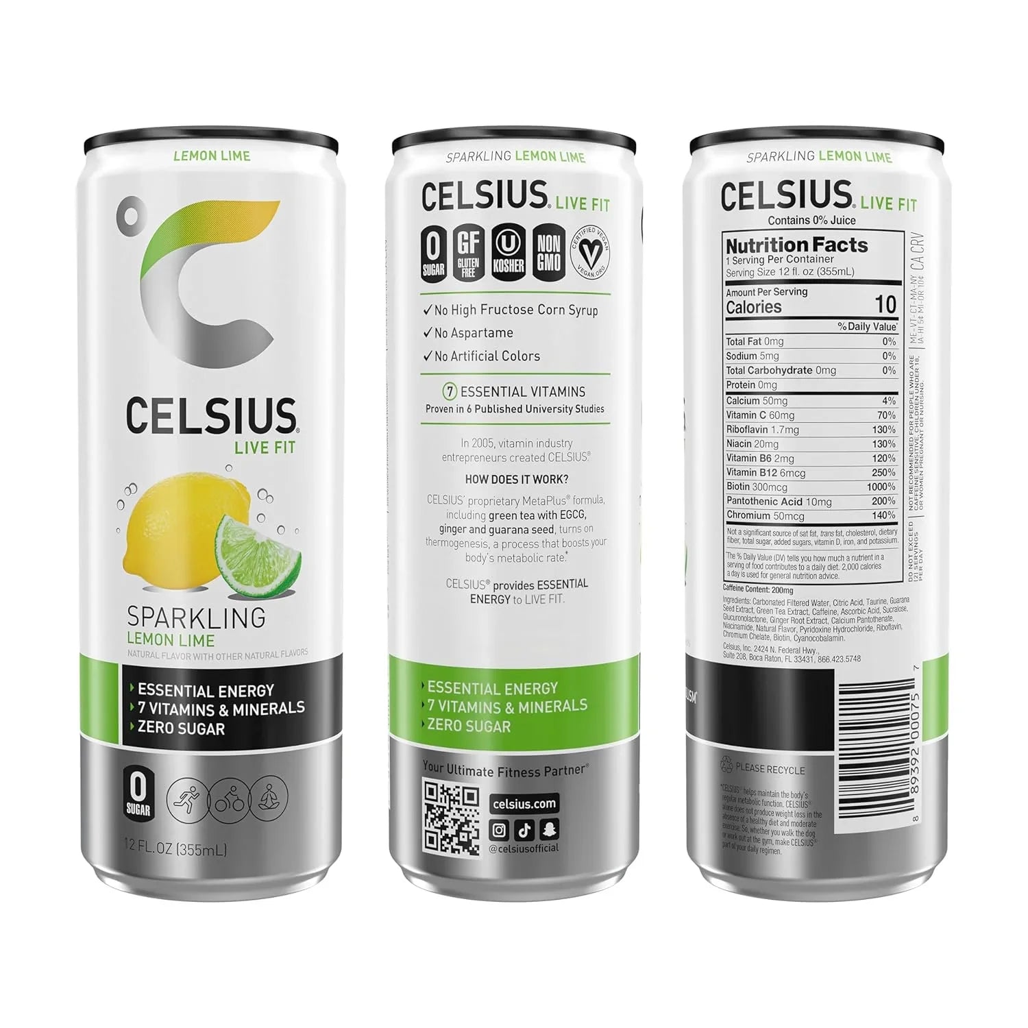 BEBIDA CELSIUS LIVE FIT SPARKLING Lemon Lime 355ML