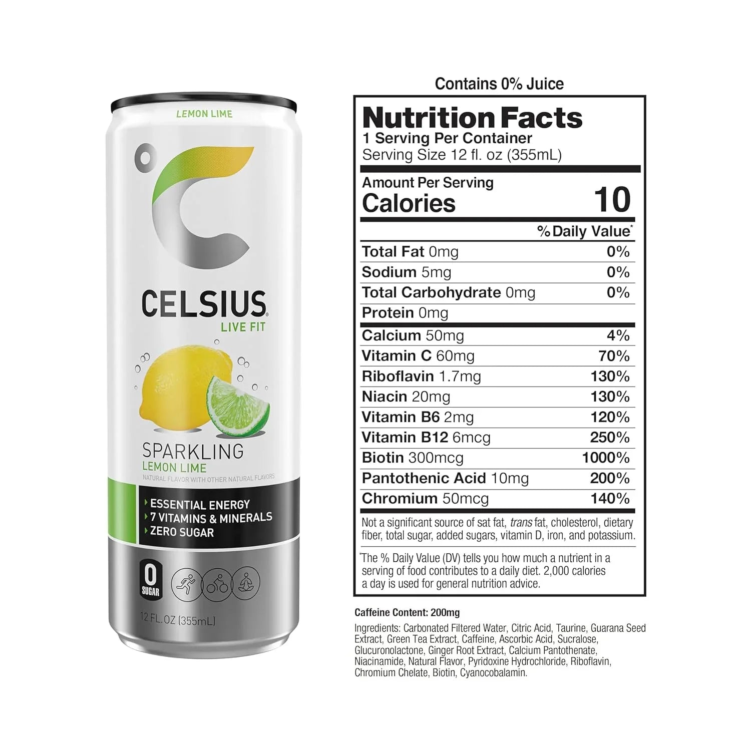 BEBIDA CELSIUS LIVE FIT SPARKLING Lemon Lime 355ML