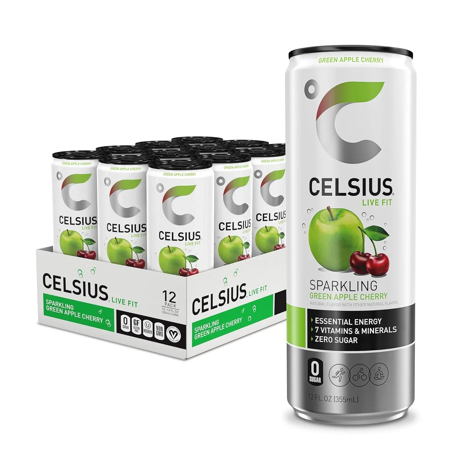 BEBIDA CELSIUS LIVE FIT SPARKLING Green Apple Cherry 355ML