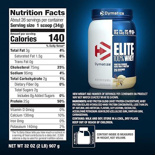 Proteína Dymatize Elite 100% Whey Protein   2 lb   Gourmet Vainilla