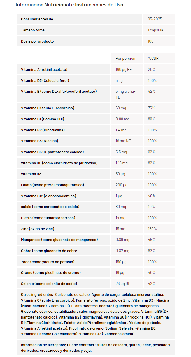 Zumub Multivitamínico + Mineral 100 Capsulas