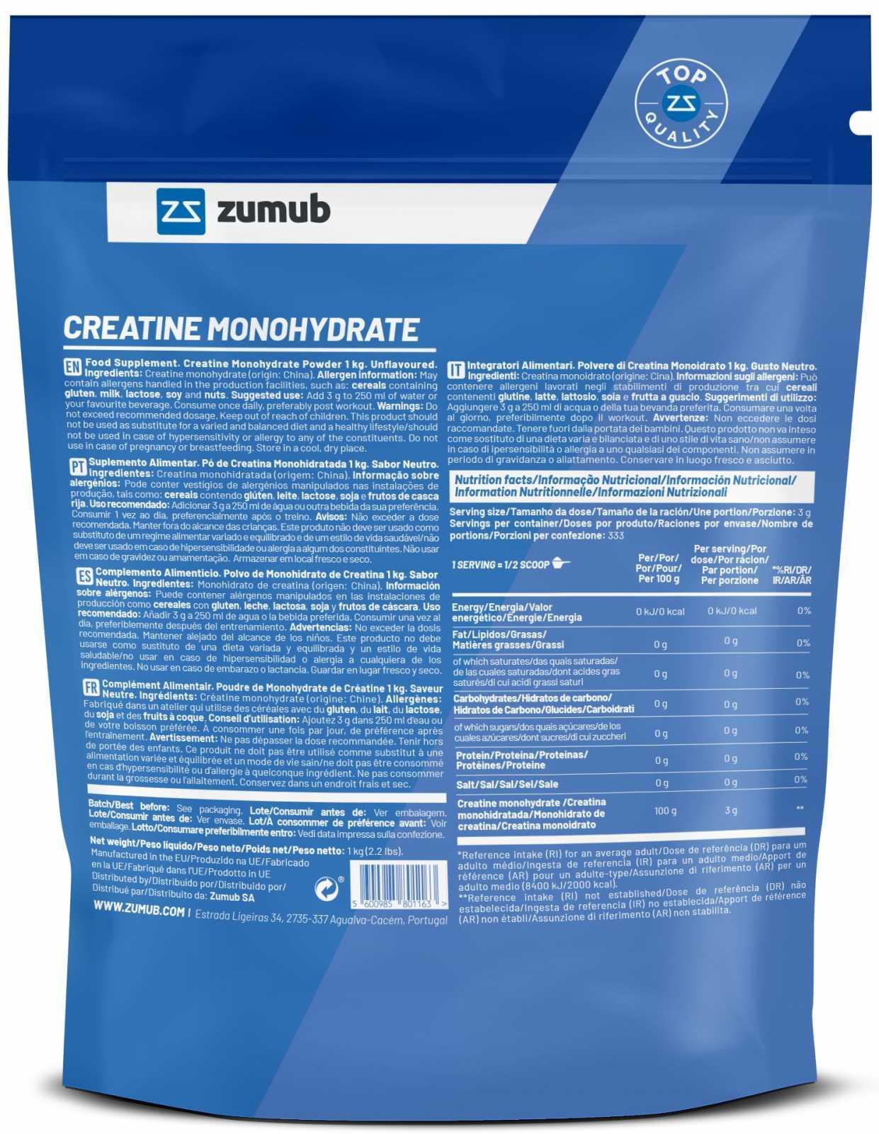 Zumub Creatina Monohidratada 1 Kg