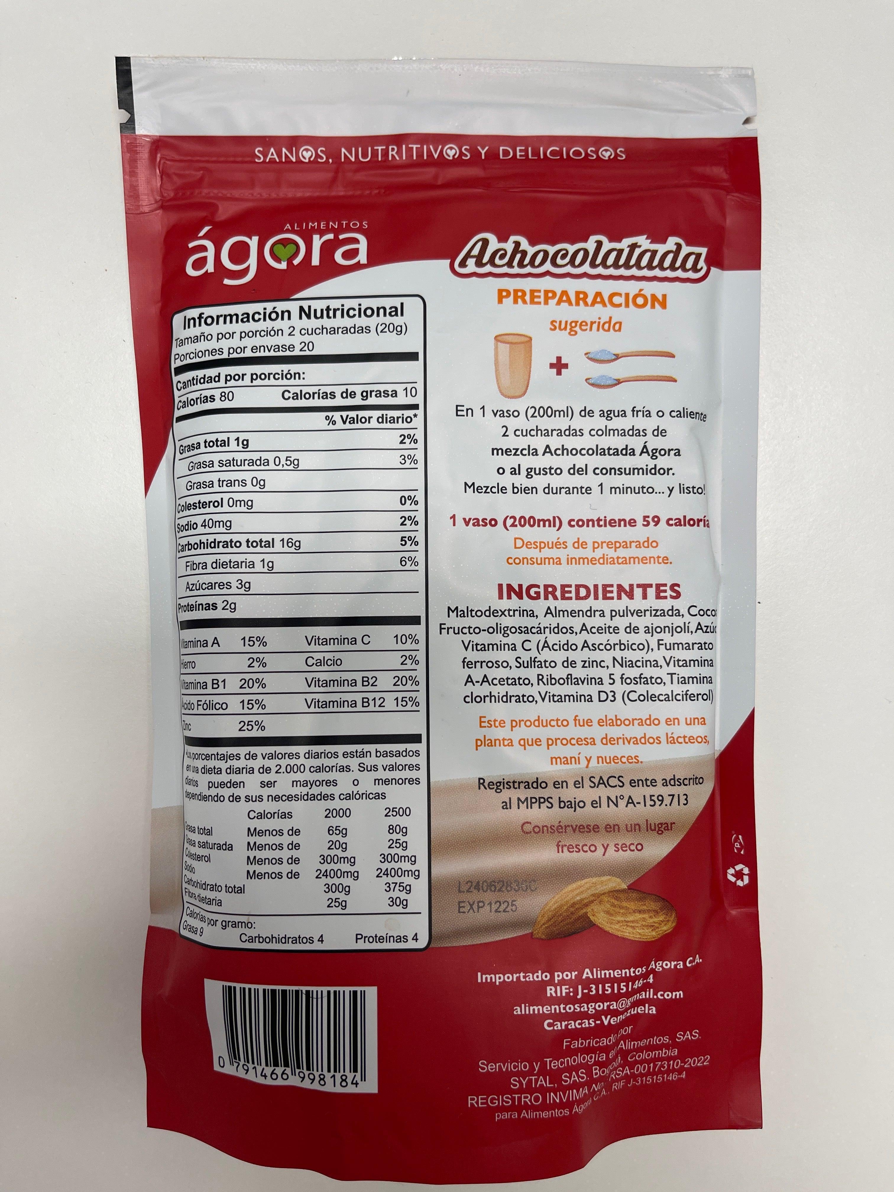Leche de Almendras Achocolatada en Polvo Agora 400 g