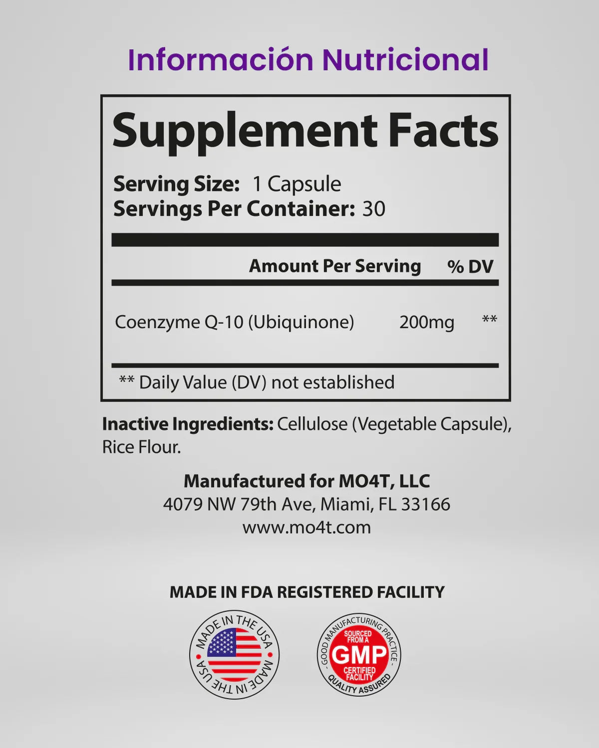 MO4T CoQ10 UBIQUINONE 30 caps