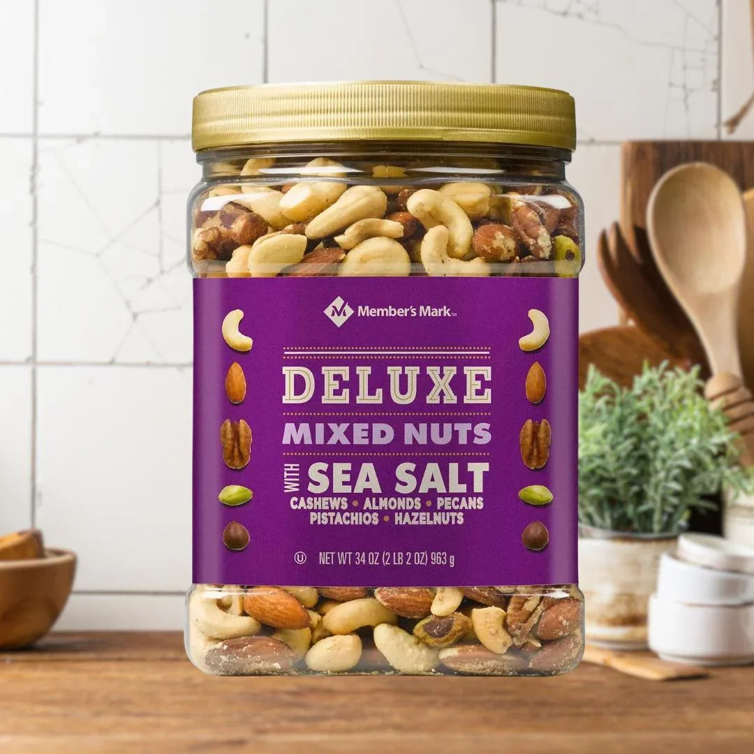 Nueces Mixtas Members Mark Deluxe Sea Salt Frutos Secos 963 g