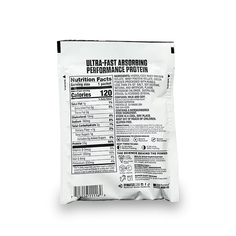 Proteína Dymatize ISO 100 Gourmet Chocolate Sobre individual