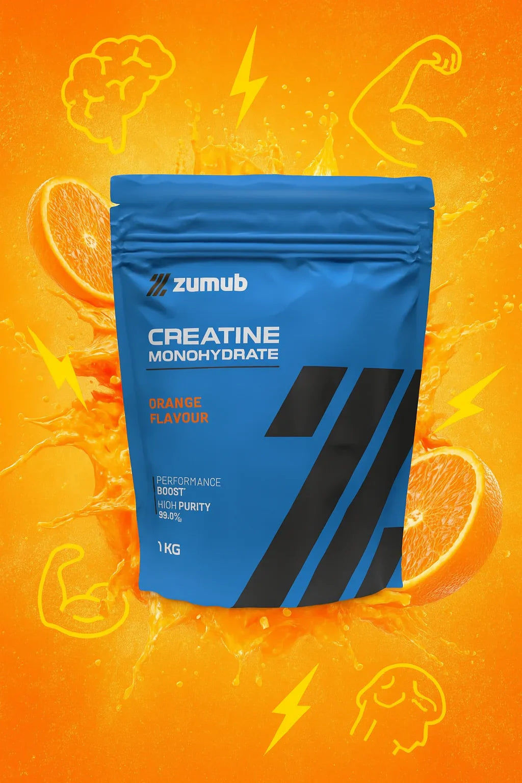 Zumub Creatina Monohidratada 1kg   Sabor Naranja