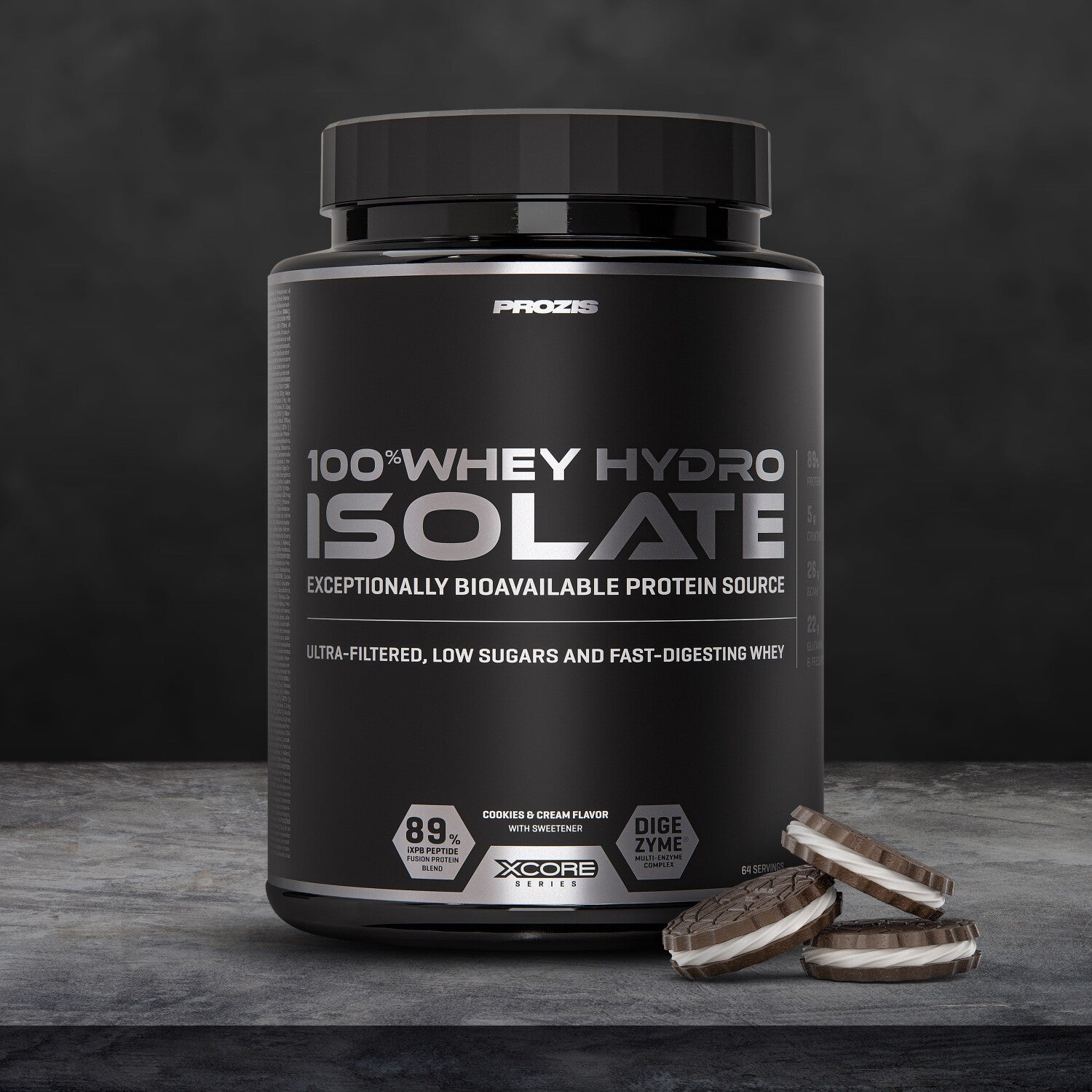 Prozis Proteína 100 % Whey Hydro Isolate Cookies and Cream 2000 g