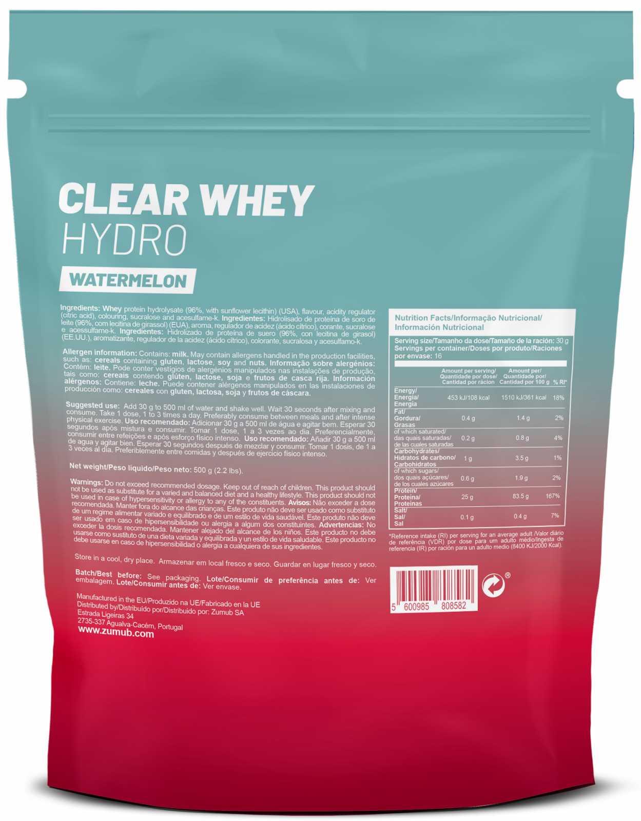Zumub Proteína Clear Whey Hydro 500 g   Watermelon
