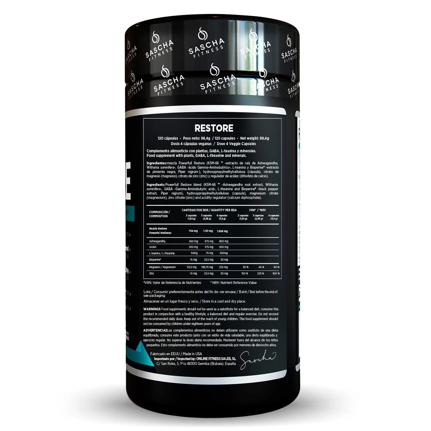 Sascha Fitness Restore 120 Capsulas