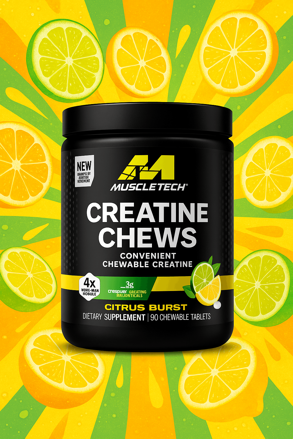 Creatina MuscleTech Chews Citrus Burst   90 Comp Masticables
