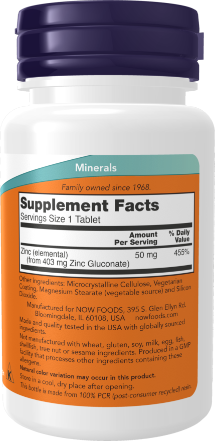 Zinc 50 mg 100 tabletas - derecha