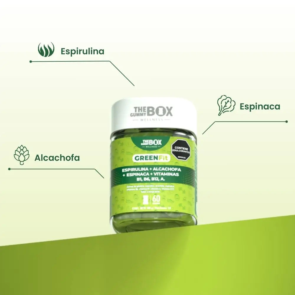The Gummy Box Green Fit - Espirulina, alcachofa, espinaca y vitaminas en gomitas