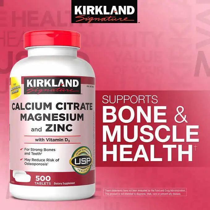 Vitamina Kirkland Citrato de Magnesio y Zinc   500 Capsulas
