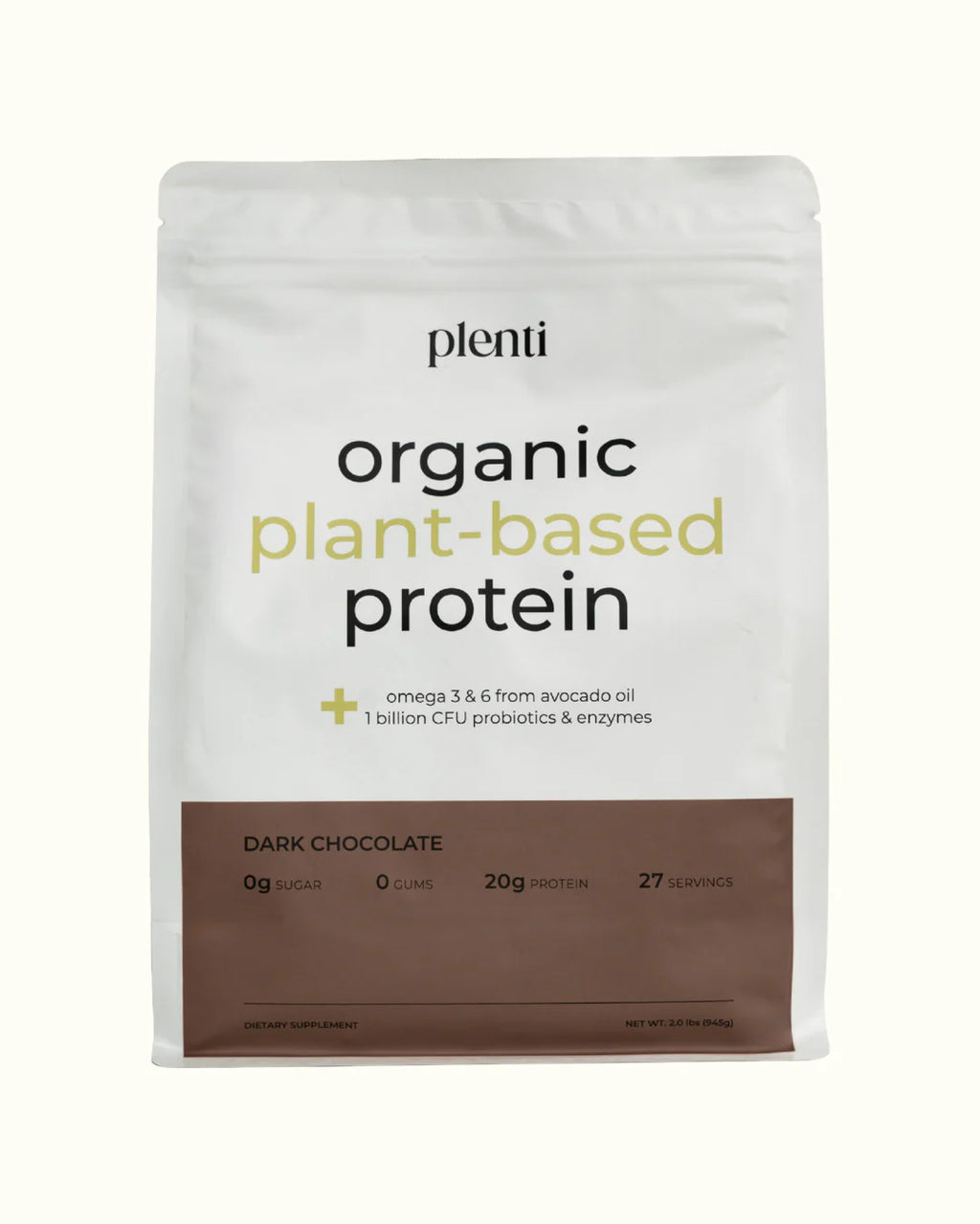 Plenti Proteína Vegetal de Chocolate Oscuro 2 lb 27 Servicios