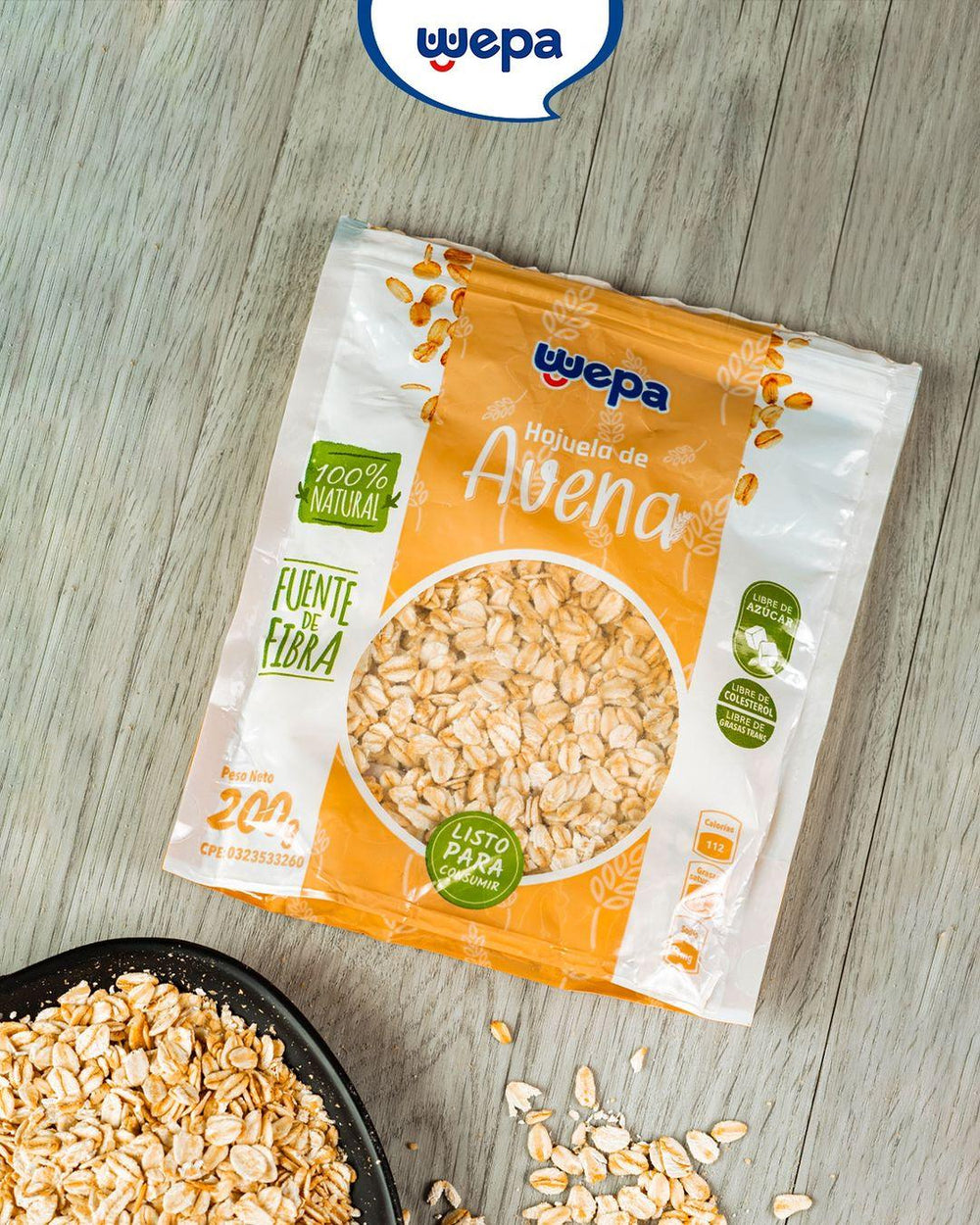 AVENA EN HOJUELA ENTERA WEPA DOYPACK 200G