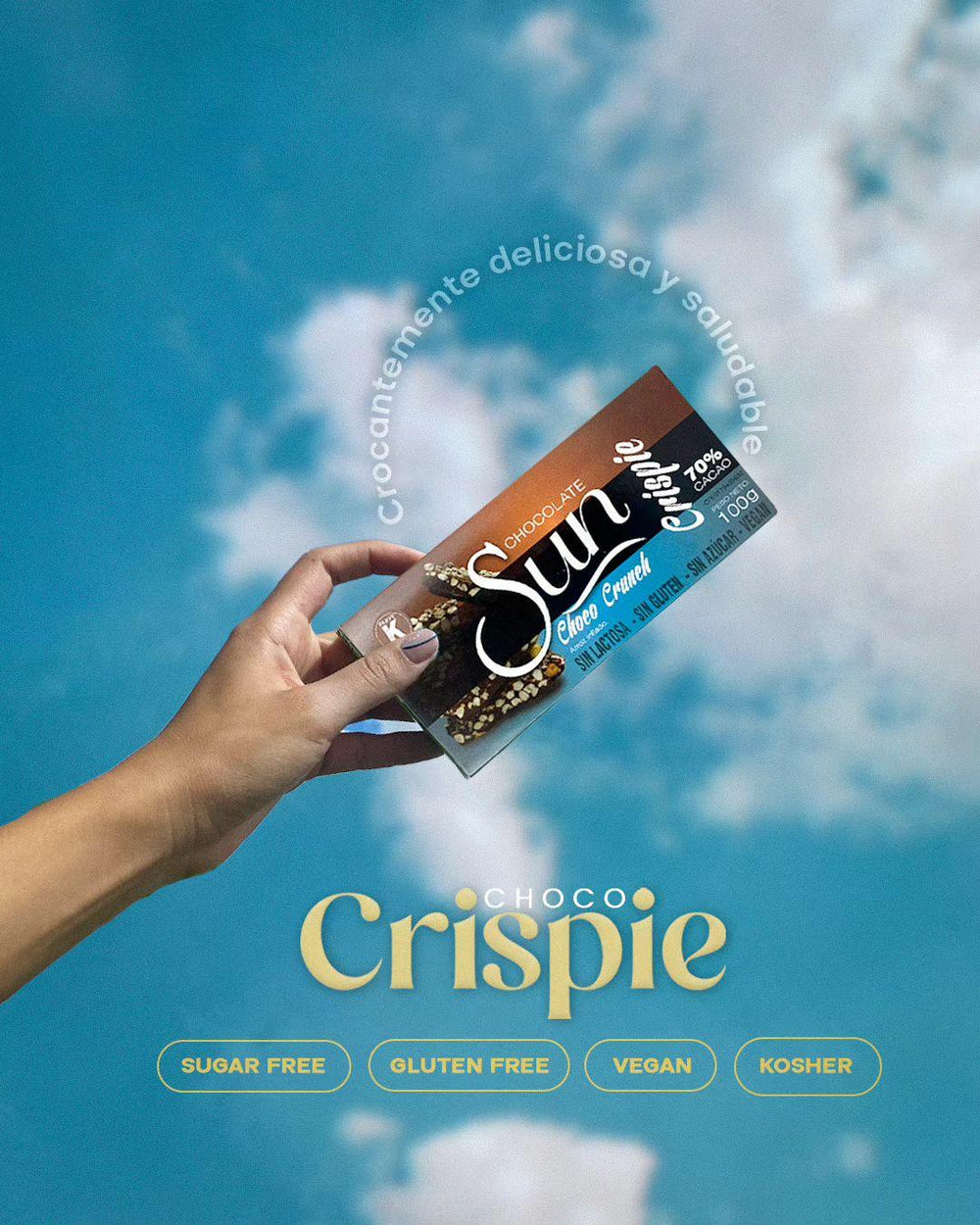 BARRA DE CHOCOLATE CRISPIES SUN CHOCO CRUNCH 100g