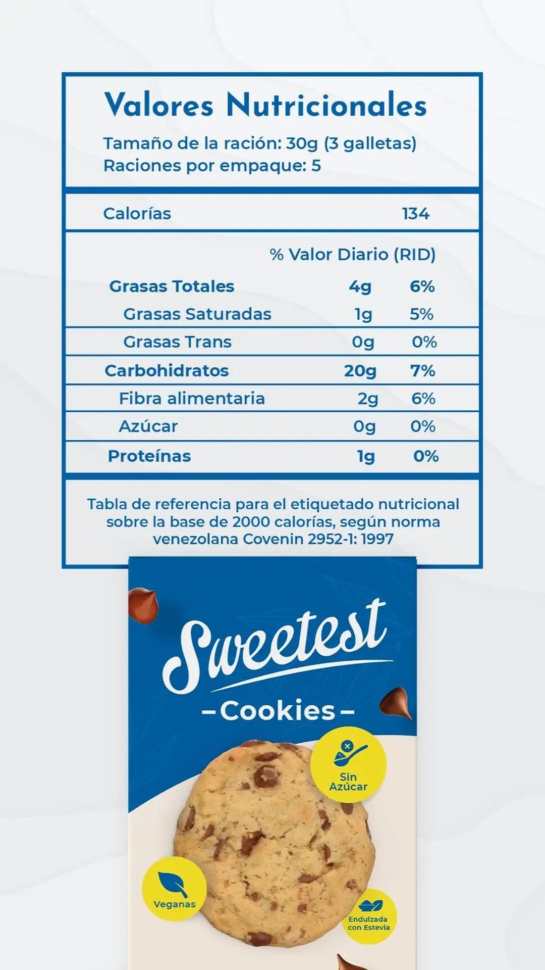 GALLETA SWEETEST COOKIE SABOR A VAINILLA CON CHISPAS DE CHOCOLATE 150 G