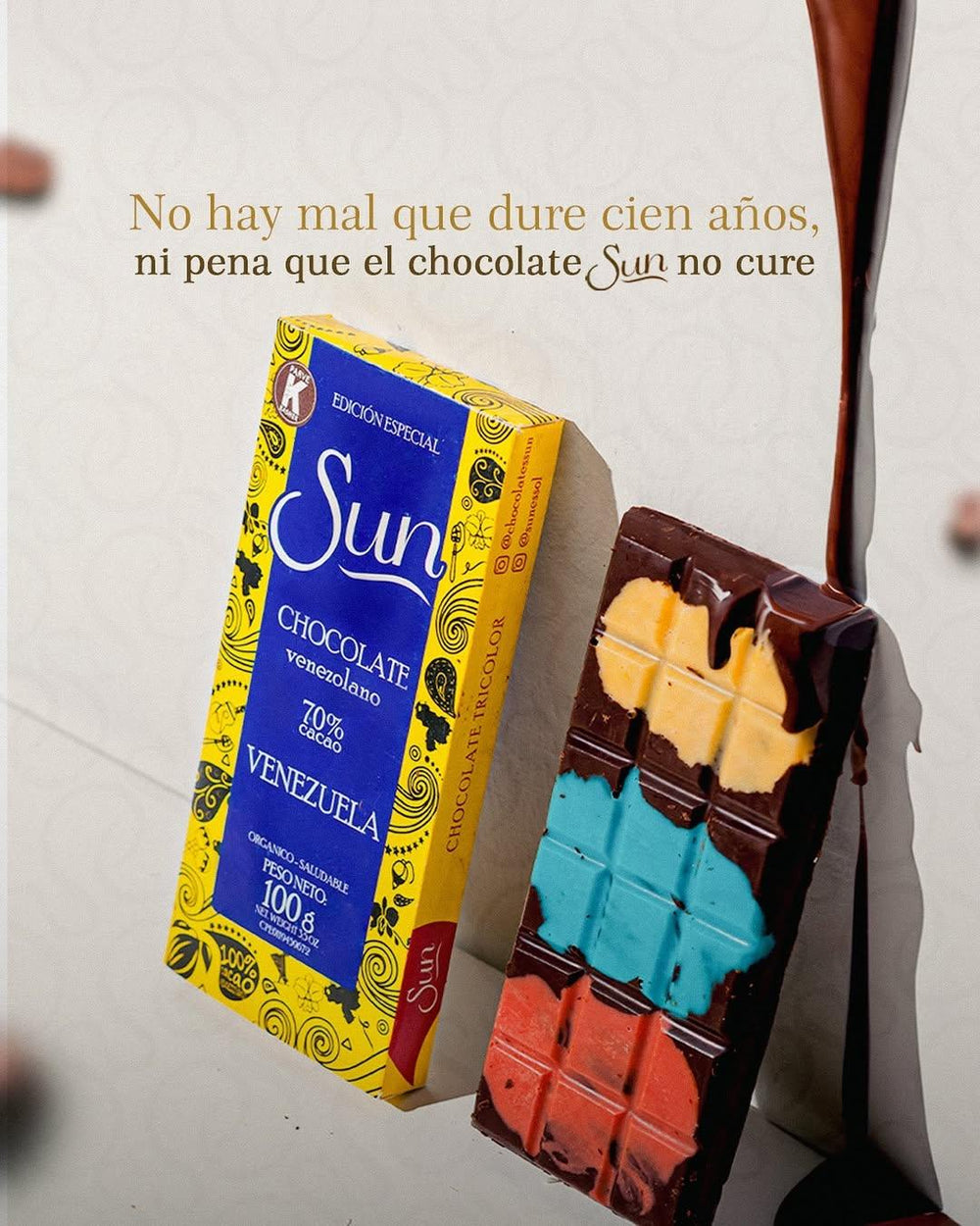 Chocolate SUN Edición Especial VENEZUELA con chocolate blanco 100 g