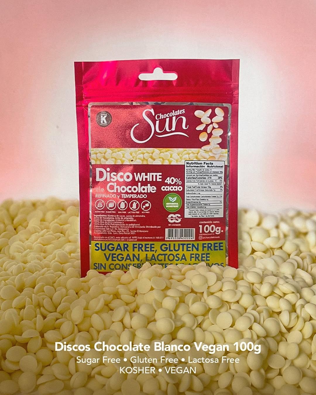 Disco de Chocolate Blanco Rojo SUN 500g