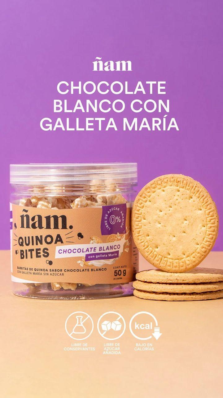 ÑAM QUINOA BITES 50 g   Chocolate Blanco con Galleta Maria