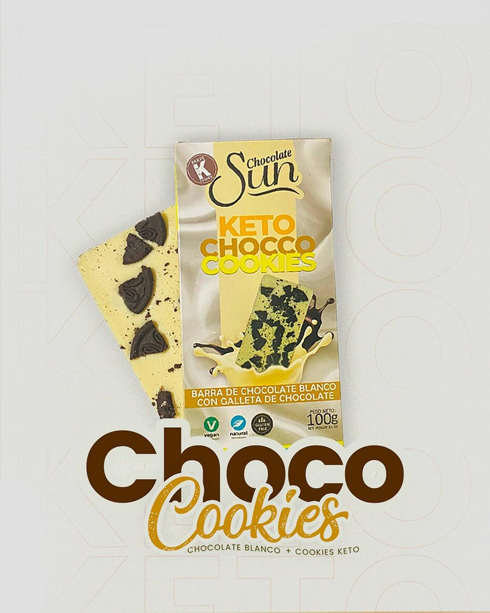 Keto Chocolate Cookies Chocolate Blanco SUN 100 g