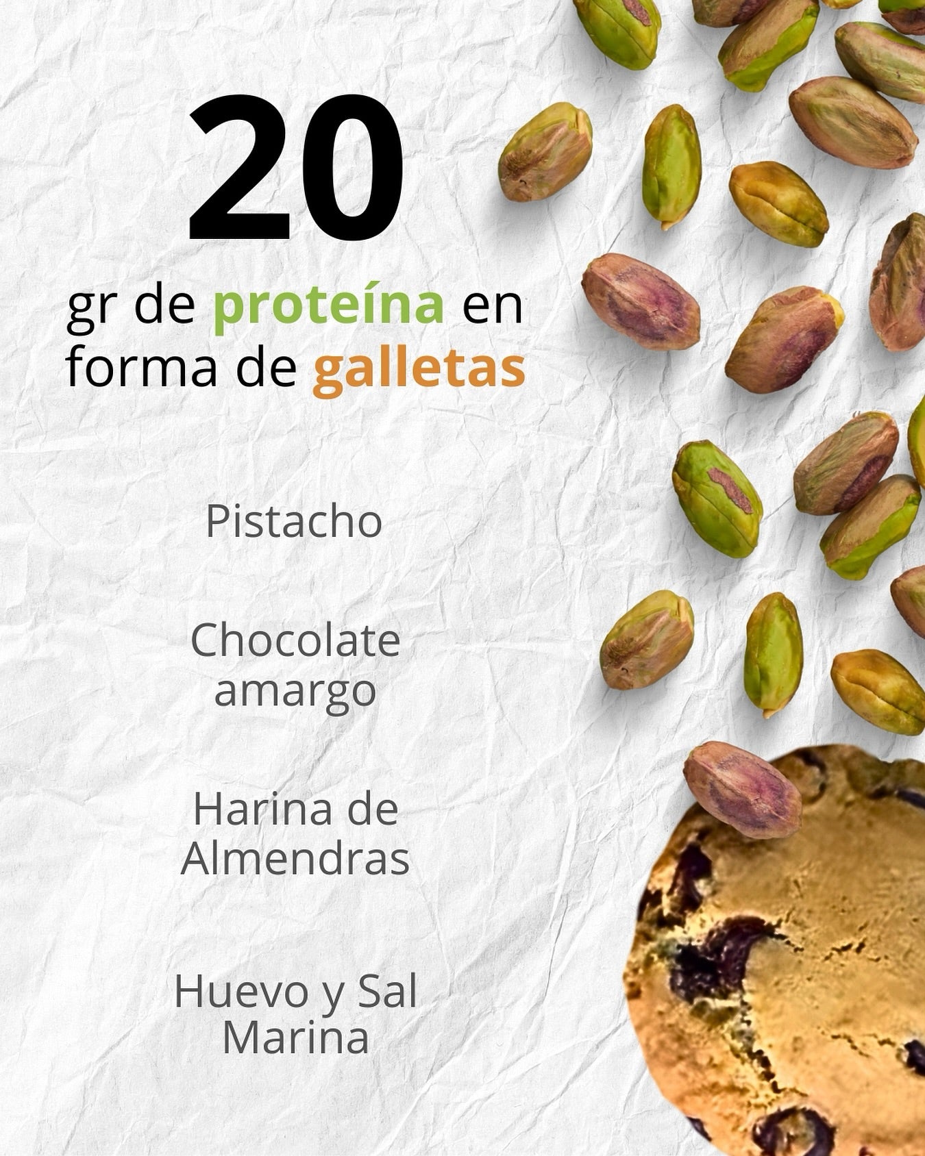 Galleta Volcan 20 g Protein - Chocolate y Pistacho Crujiente