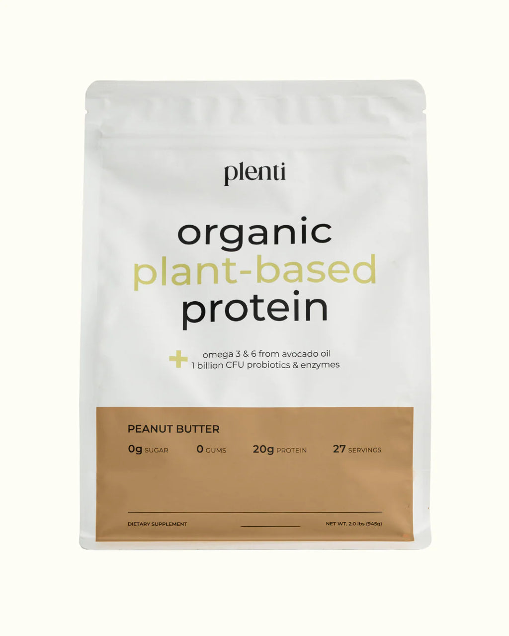 Plenti Proteína Vegetal de Peanut Butter 2 lb 27 Servicios
