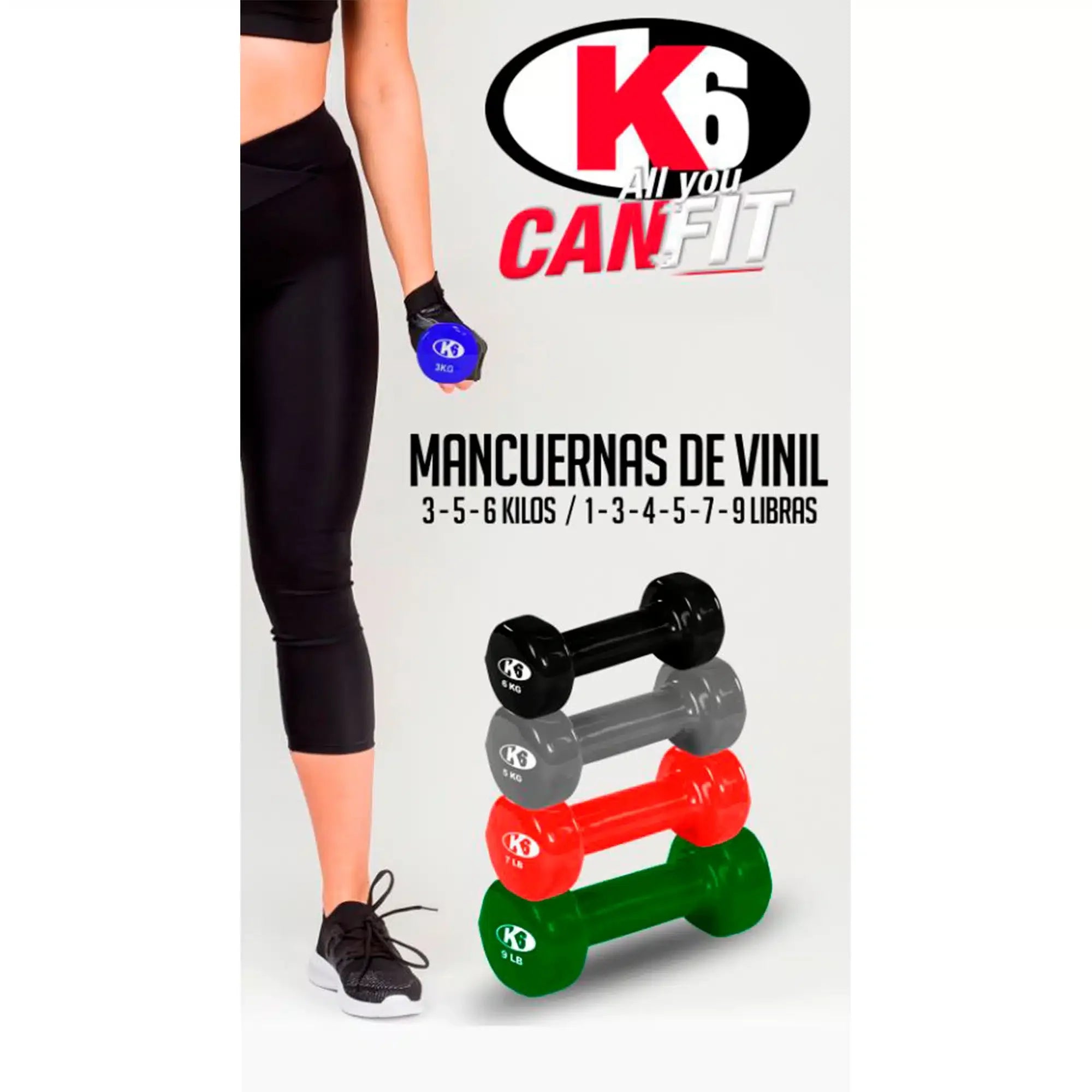 Mancuerna de Vinil K6 1Lb UNIDAD