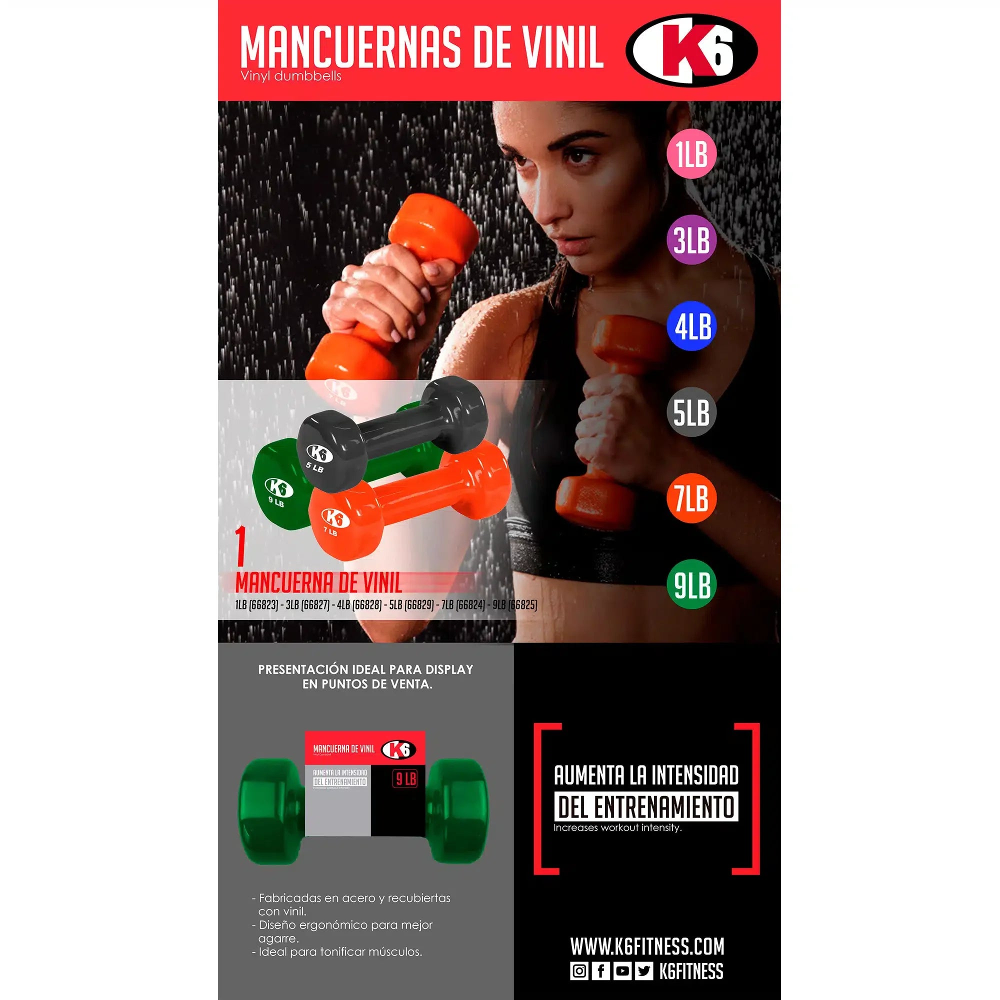Mancuerna de Vinil K6 1Lb UNIDAD