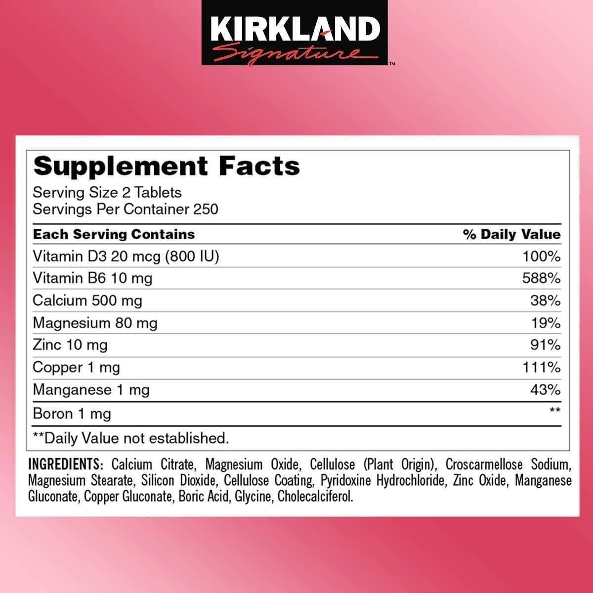 Vitamina Kirkland Citrato de Magnesio y Zinc   500 Capsulas