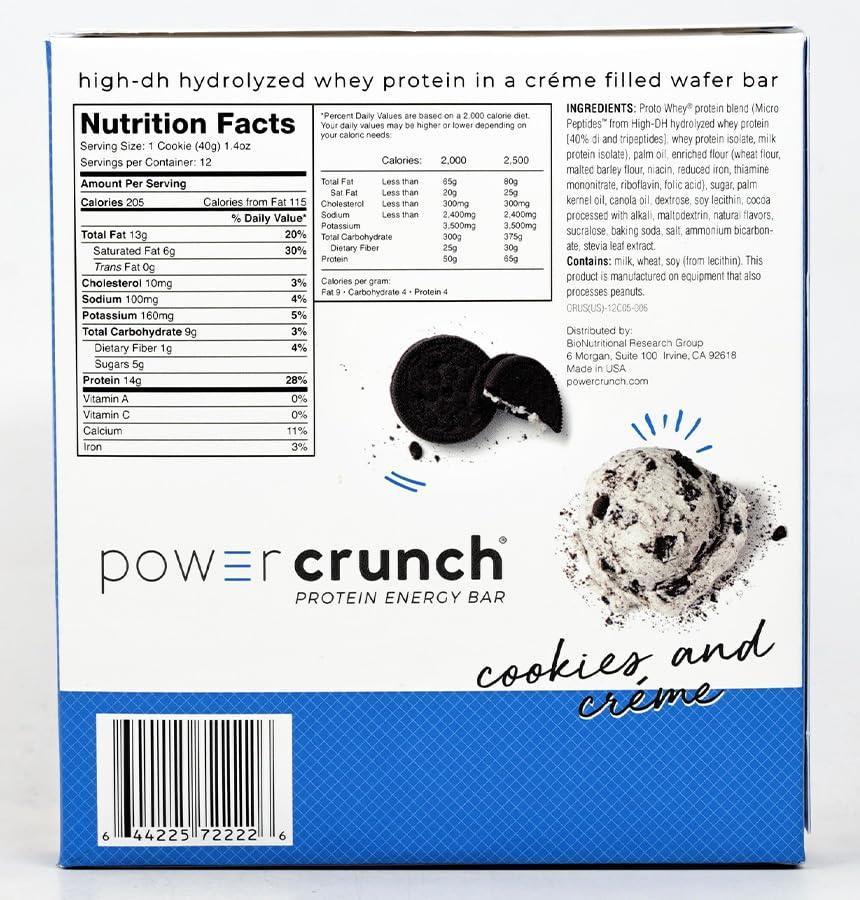 Barrita de Proteína Power Crunch Energy   Cookies and Cream