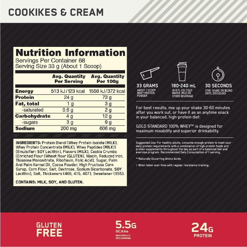 Proteína Optimum Nutrition 100% Whey Gold Standard 5 lb  Cookies and Cream