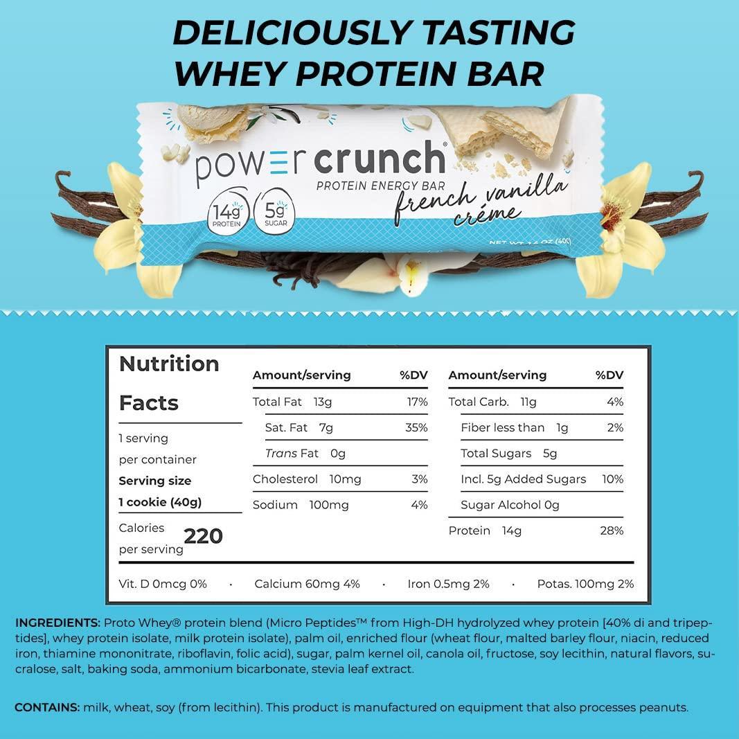 Barrita de Proteína Power Crunch Energy   Crema de Vainilla