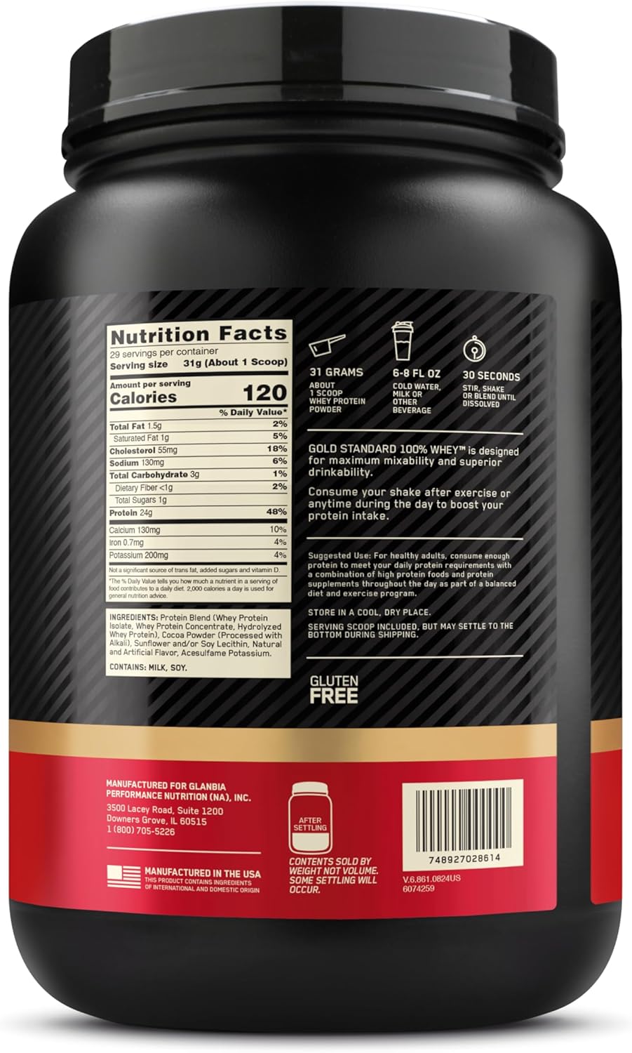 Proteína Optimum Nutrition 100% Whey Gold Standard 2 lb   Double Rich Chocolate