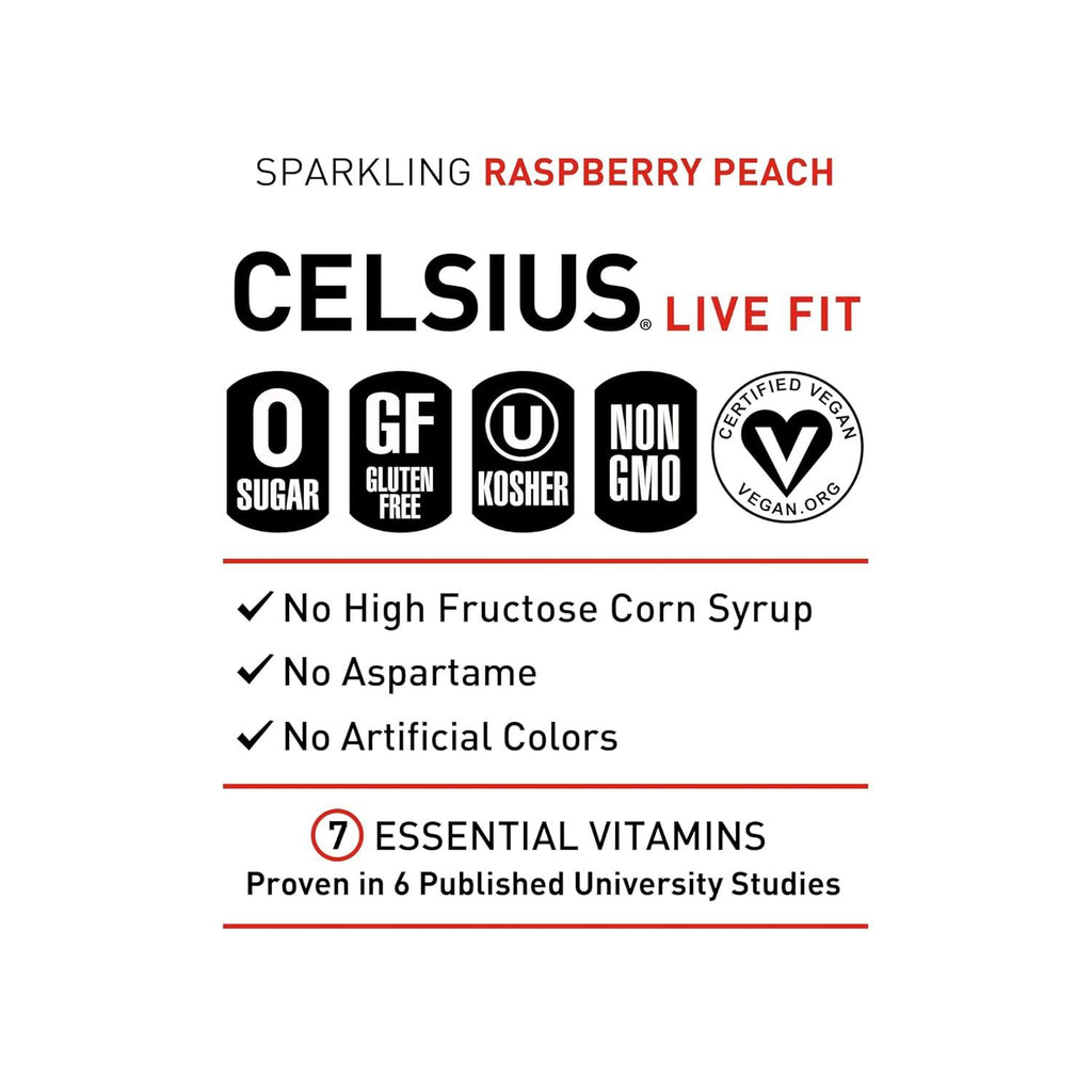 BEBIDA CELSIUS LIVE FIT SPARKLING Raspberry Peach 355ML