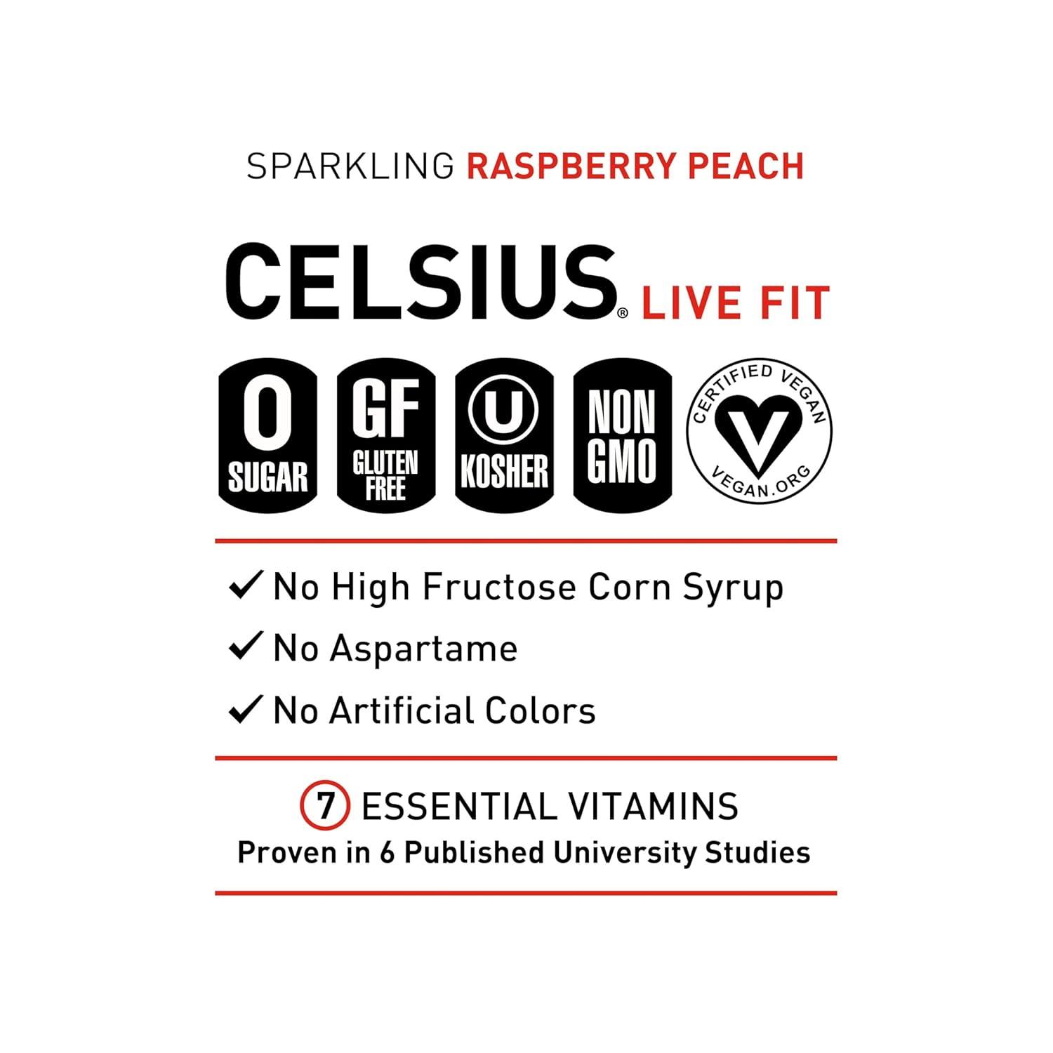 BEBIDA CELSIUS LIVE FIT SPARKLING Raspberry Peach 355ML